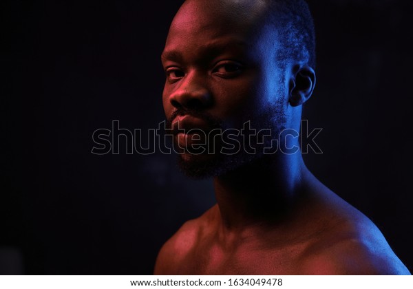 Portrait Handsome Black Man Naked Sports Stock Photo