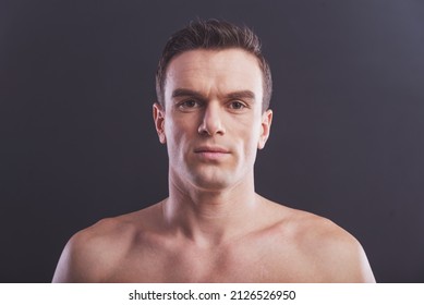 Portrait Handsome Naked Man Looking Camera Stock Photo