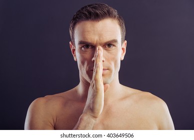 Portrait Handsome Naked Man Looking Camera Stock Photo 403649506