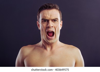 Portrait Handsome Naked Man Looking Camera Stock Photo