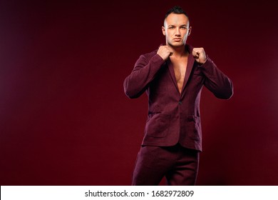 Portrait Handsome Stylish Man Bodybuilder Naked Stock Photo