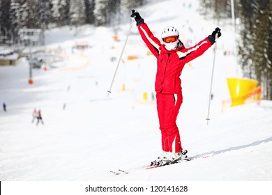 Rear View Female Skier Standing Topless Stock Photo Edit Now