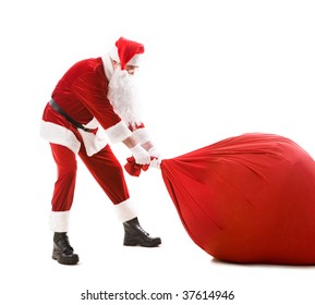 Santa Claus Pulling Huge Bag Full Stock Photo Shutterstock