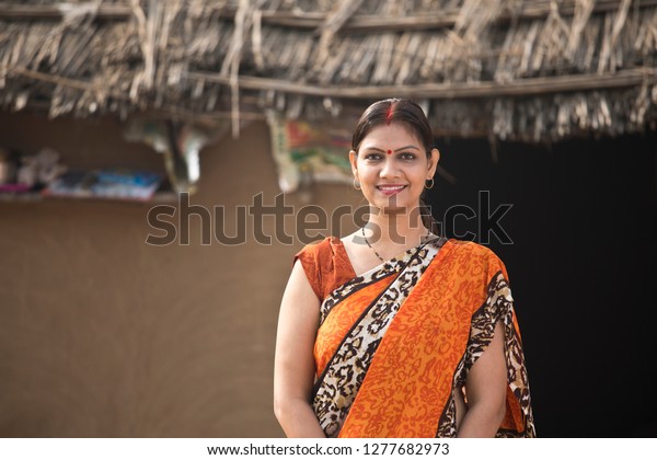 Portrait Indian Woman Sari Village Stock Photo Edit Now 1277682973