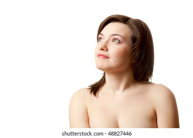 Portrait Nude Woman Clenched Hands Looking Stock Photo Edit Now 279002975