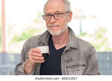 Portrait Mature Man Looking Camera Light Stock Photo 683211817