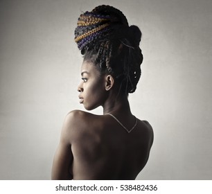 Portrait Naked Black Girl Dark Hairs Stock Photo Edit Now