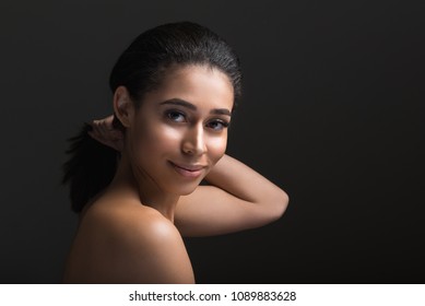 Portrait Nude Woman Looking Camera Smile Stock Photo Edit Now