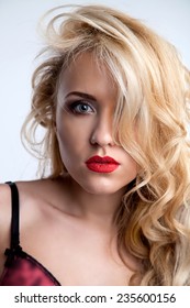 Portrait Passionate Sexual Blonde Studio Stock Photo