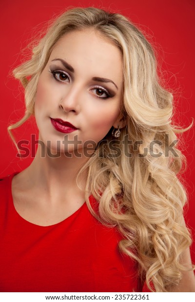 Portrait Passionate Sexual Blonde Studio Stock Photo