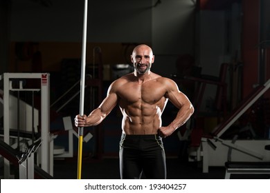 Portrait Physically Fit Mature Male Javelin Foto Stok