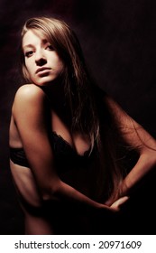 Portrait Pretty Naked Girl On Black Stock Photo Shutterstock