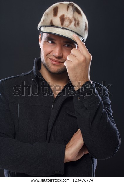 Portrait Sexy Man Posing Studio Hat Stock Photo 123496774 Shutterstock