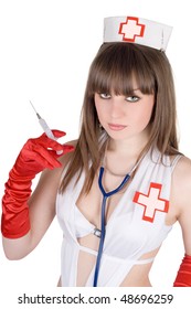 Portrait Sexy Nurse Syringe Stock Photo 48696259 Shutterstock