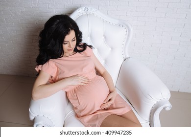 Pregnant Brunette Woman Beautiful Hair Stock Photo 409947235 Shutterstock