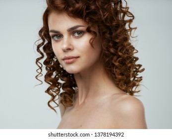 Pretty Woman Naked Shoulders Cosmetology Skin Stock Photo