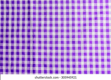 Purple Checkered Tablecloth Texture Background Stock Photo 305945921