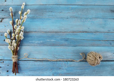 Pussy Willow Twigs On Wood Background Foto Stok Shutterstock