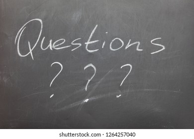 Questions Drawn On Chalkboard Word Questions Stock Photo 1264257040