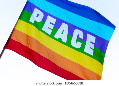 Rainbow Gay Pride Flag Oblique Symbol Stock Illustration