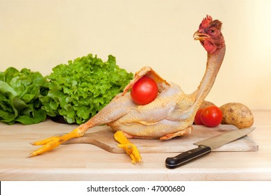 Raw Nude Chicken Lying On Cutting Stock Photo 47000680 Shutterstock