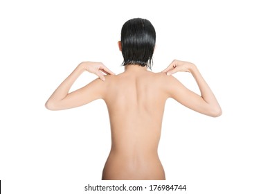 Back View Nude Woman Touching Her Stock Photo Edit Now 271238492