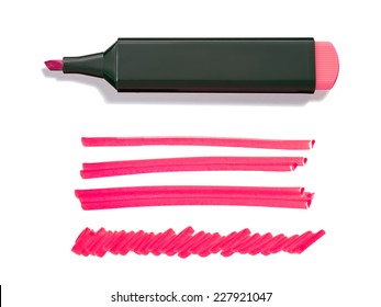 Red Highlighter Pen Doodles Isolated On Stock Photo