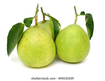 Ripe Green Pomelo Citrus Fruits Isolated Stock Photo