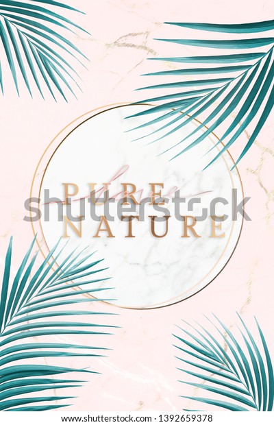 Round Golden Frame On Tropical Background Stock Photo