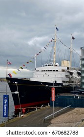 Royal Yacht Britannia Berthed Ocean Terminal Stock Photo