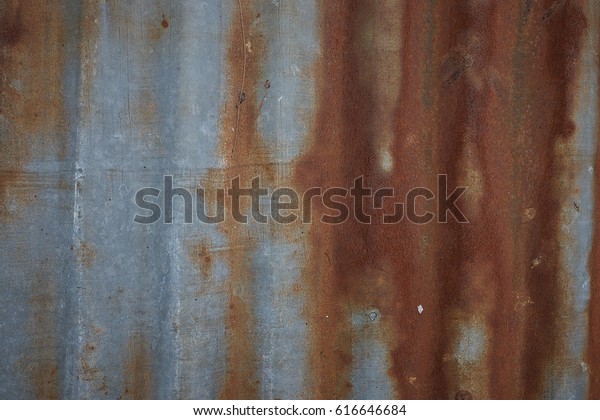 Rusty Corrugated Iron Metal Fence Close Stock Photo