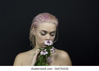 Sad Naked Woman Flowers Stock Photo 564754150 Shutterstock