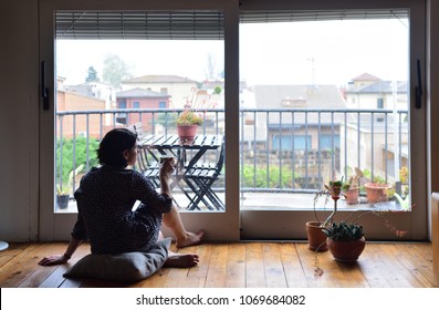 Sad Woman Naked Her House Stock Photo Edit Now