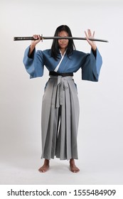 Samurai Kimono Holding Katana Sword Looking Stock Photo Edit Now