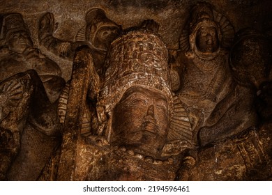 Sculpture Lord Vishnu Trivikrama Avatar Badami Stock Photo 2194596461