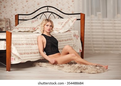 Sensual Blonde Woman Posing Black Sexy Stock Photo Shutterstock