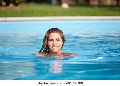 Sensual Sexy Woman Standing Swimming Pool Stock Photo Shutterstock