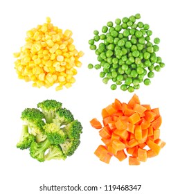 Set Different Frozen Vegetables Isolated On Stock Photo