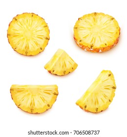 Set Pineapple Slices Isolated On White Stock Photo Shutterstock