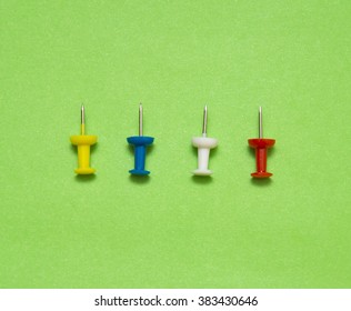 Set Push Pins Different Colors Isolated Stock Photo