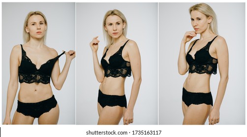 Set Sexy Lady Black Lingerie Isolated Stock Photo Edit Now