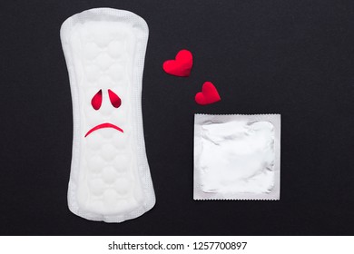 Sex During Menstruation Concept White Pad Stock Photo