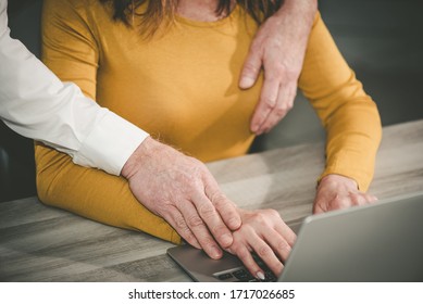 Sexual Harassment Work Boss Touching Hand Stock Photo