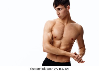 Sexy Athletes Naked Torso Gesticulate Their Stock Photo 1974857609