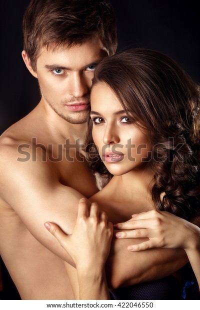 Sexy Beauty Couplekissing Couple Portraitsensual Brunette Stock Photo