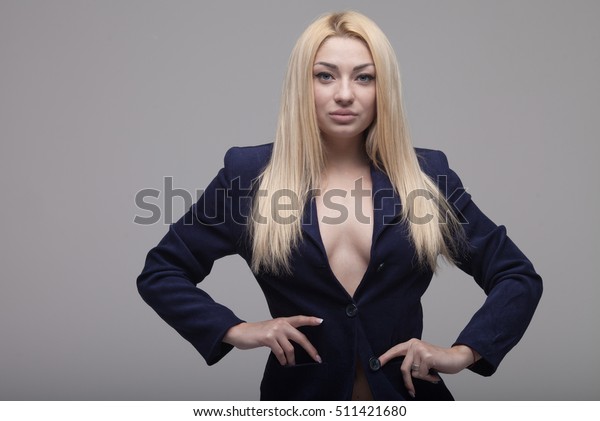 Sexy Blonde Business Lady Wearing Blue 스톡 사진 511421680 Shutterstock