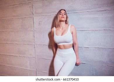 Sexy Blonde Woman Huge Breasts White Stock Photo Shutterstock