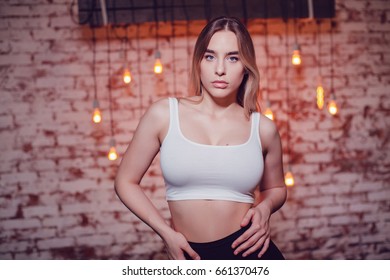 Sexy Blonde Woman Huge Breasts White Stock Photo Shutterstock