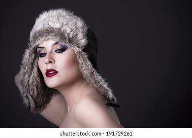 Portrait Sexy Girl White Winter Hat Stock Photo Edit Now