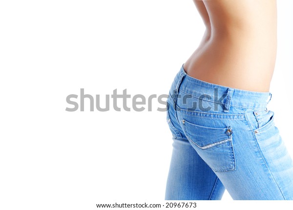 Sexy Fit Woman Jeans Naked Stomach Stock Photo Edit Now